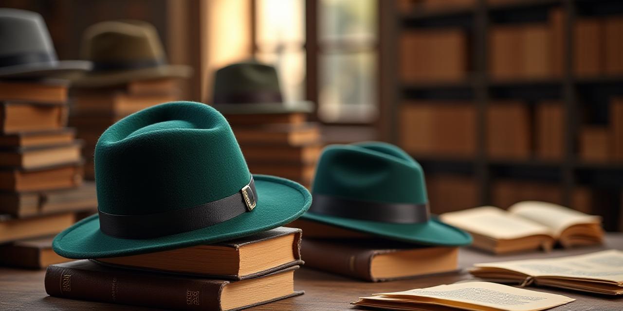 Cappelli artigianali in uno studio letterario a Roma